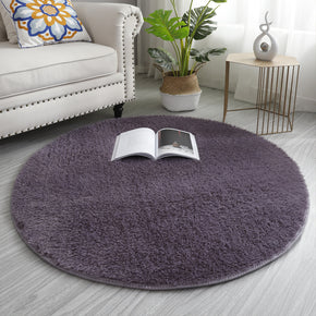 Round Grey-Purple Soft Comfortable Plush Rugs Living Room Bedroom Kids Room Bedside Floor Rugs