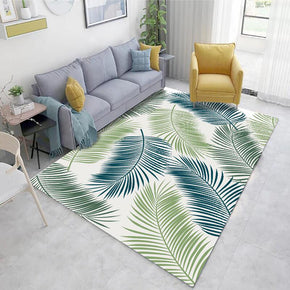 Green Leaves Modern Pretty Plain Rugs for Living Room Dining Room Bedroom