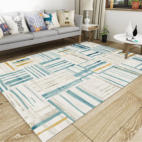 Blue Striped Pretty Modern Rugs for Living Room Dining Room Bedroom
