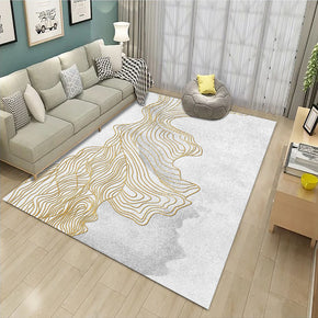 Gold Thread Plain Modern Rugs for Living Room Dining Room Bedroom