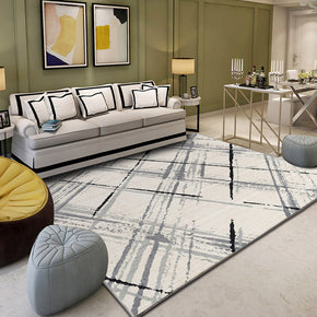 White Black Simple Lines Modern Geometric Contemporary Rugs for Living Room Dining Room Bedroom