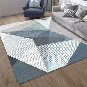 Blue White Modern Geometric Contemporary Rugs for Living Room Dining Room Bedroom