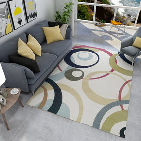 Colourful Circle Modern Geometric Contemporary Rugs for Living Room Dining Room Bedroom