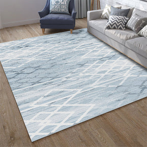 Blue Quality Plain Modern Geometric Contemporary Rugs for Living Room Dining Room Bedroom