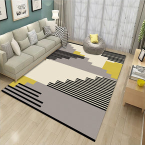 Grey Geometric Pattern Modern Area Rugs Floor Mat for Living Room Bedroom Office Hall