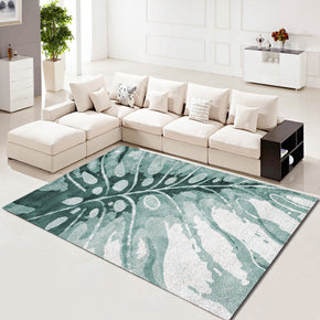 Watercolour Green Leaves Modern Rugs for Living Room Dining Room Bedroom