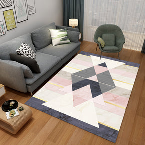 Modern Pink Diamond Shape Geometric Contemporary Rugs for Living Room Bedroom Dining Room