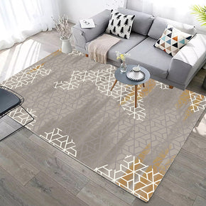 Grey Checkered Modern Geometric Contemporary Rugs for Living Room Dining Room Bedroom