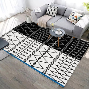 Black White Lines Moroccan Style Modern Geometric Rugs for Living Room Dining Room Bedroom