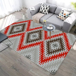Grey Red Diamond Shape Modern Geometric Contemporary Rugs for Living Room Dining Room Bedroom