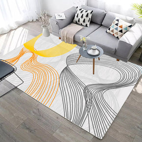 Grey Orange Lines Modern Geometric Contemporary Rugs for Living Room Dining Room Bedroom