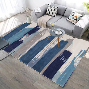 Blue Ink Striped Modern Geometric Contemporary Rugs for Living Room Dining Room Bedroom