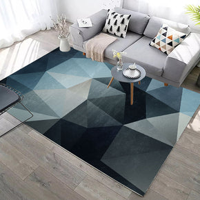 Blue 3D Irregular Patterned Modern Geometric Rugs for Living Room Dining Room Bedroom