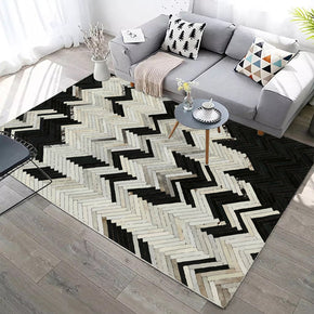 Black White Modern Contemporary Geometric Striped Rugs for Living Room Dining Room Bedroom Hall