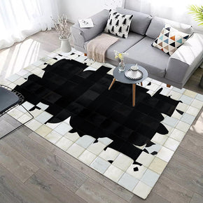 Black Ink Modern Contemporary Geometric Checkered Rugs for Living Room Dining Room Bedroom Hall