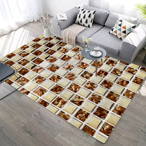 Three-Dimensional Brown Modern Contemporary Geometric Checkered Rugs for Living Room Dining Room Bedroom Hall