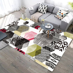 Ink Hexagon Modern Geometric Contemporary Rugs for Living Room Dining Room Bedroom