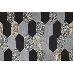 Black Grey Geometric Vintage Polyester Area Rugs Traditional Pattern Floor Carpet for Hall Living Room Office Bedroom
