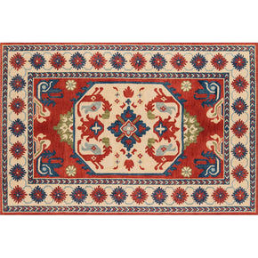 Traditional Red Pattern Area Rugs Vintage Polyester Floor Carpet for Office Bedroom Hall Living Room