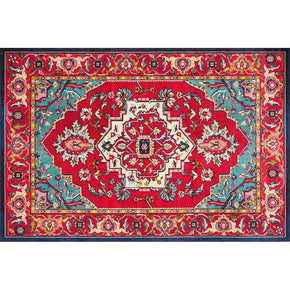 Traditional Red Pattern Floor Carpet Area Rugs Vintage Polyester for Office Bedroom Hall Living Room