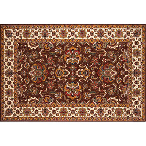 Brownish Yellow Traditional Pattern Floor Carpet Area Rugs Vintage Polyester for Office Bedroom Hall Living Room
