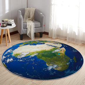 Earth Patterned Round Modern Rug for Living Room Bedroom Kitchen Hall
