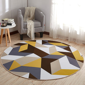 Contemporary Geometric Pattern Round Modern Rug for Living Room Bedroom Kitchen Hall