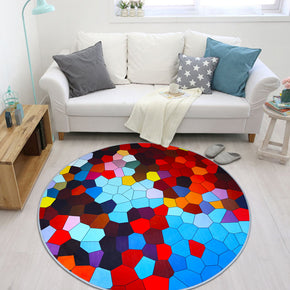 Colourful Geometric Pattern Modern Round Rug for Living Room Bedroom Kitchen Hall