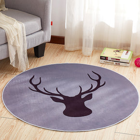 Purple Fawn Pattern Modern Round Contemporary Rug for Living Room Bedroom Kitchen Hall