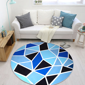 Blue Black Ball Shaped Pattern Modern Round Geometric Rug for Living Room Bedroom Kitchen Hal