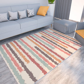 Stripe Colorful Modern Patterned Area Rugs Polyester Carpets for Living Room Dining Room Bedroom Hall