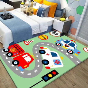 Cartoon Car Area Rugs Polyester Carpets Modern Patterned for Hall Living Room Dining Room Kidsroom Bedroom