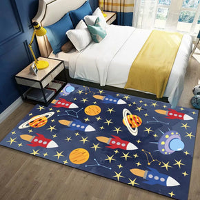 Spaceship Rocket Area Rugs Polyester Carpets Modern Patterned for Kidsroom Hall Living Room Dining Room Bedroom
