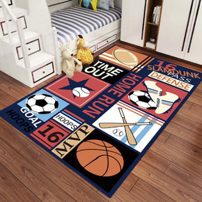 Sports Balls Area Rugs Polyester Carpets Modern Patterned for Kidsroom Hall Living Room Dining Room Bedroom