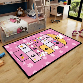 Pink Cute Area Rugs Polyester Carpets Modern Patterned for Kidsroom Hall Living Room Dining Room Bedroom