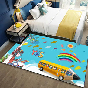 Patterned Modern Cute Area Rugs Cartoon Polyester Carpets for Bedroom Kidsroom Living Room Dining Room