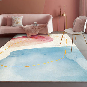 Pink Blue Simple Modern Abstract Area Rugs Patterned Polyester Carpets for Office Living Room Dining Room Bedroom Hall