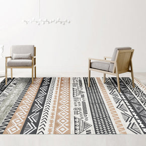 Geometric Patterned Modern Moroccan Striped Simple Area Rugs Polyester Carpets for Dining Room Office Bedroom Living Room Hall