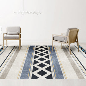Striped Simple Geometric Patterned Modern Moroccan Area Rugs Polyester Carpets for Dining Room Office Living Room Bedroom Hall