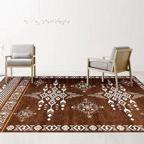 Modern Brown Moroccan Patterned Striped Simple  Area Rugs Geometric Polyester Carpets for Dining Room Office Living Room Bedroom Hall