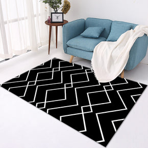 Black Simplicity Striped Moroccan Geometric Modern Area Rugs Polyester Carpets for Bedroom Hall Dining Room Office Living Room