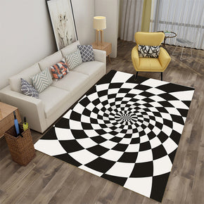 Three-dimensional Optical Illusions Black White Spiral Modern Contemporary Rugs for Living Room Dining Room Bedroom