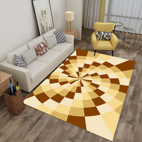 Creative Yellow Brown Geometric 3D Contemporary Rugs for Living Room Dining Room Bedroom