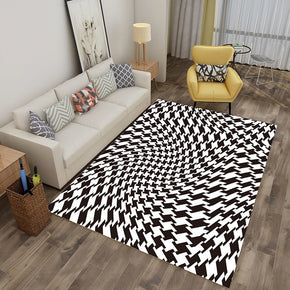 White Black Geometric Three-dimensional Optical Modern Contemporary Rugs for Living Room Dining Room Bedroom