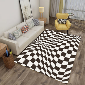 White Black Geometric 3D Optical Modern Contemporary Rugs for Living Room Dining Room Bedroom