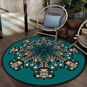 Green 3D Patterned Round Modern Area Rugs for Living Room Bedroom Office Anti-slip Carpets