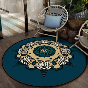 Round Blue Anti-slip Carpets Modern 3D Patterned Area Rugs for Living Room Bedroom Office Hall