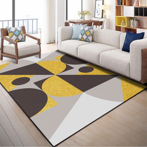 Geometric Yellow Modern Patterned Simple Area Rugs Polyester Carpets for Dining Room Office Living Room Bedroom Hall