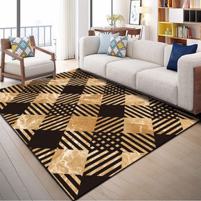 Black Geometric Modern Patterned Polyester Carpets Area Rugs for Bedroom Living Room Hall Dining Room Office