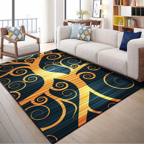 Golden Tree Patterned Area Rugs Modern Polyester Carpets for Living Room Hall Dining Room Office Bedroom